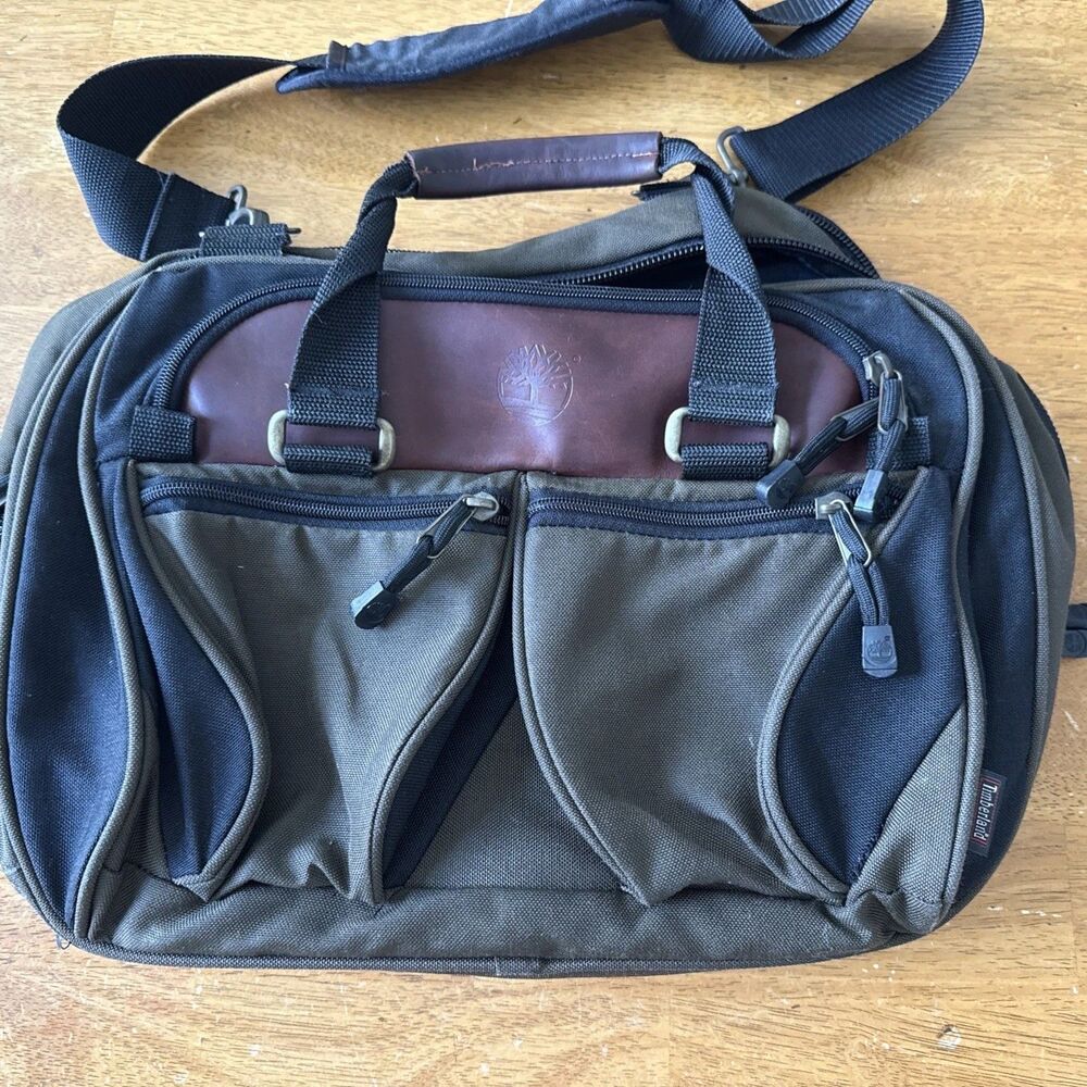 Timberland Olive Drab Canvas & Leather Briefcase w/15” Laptop Compartments